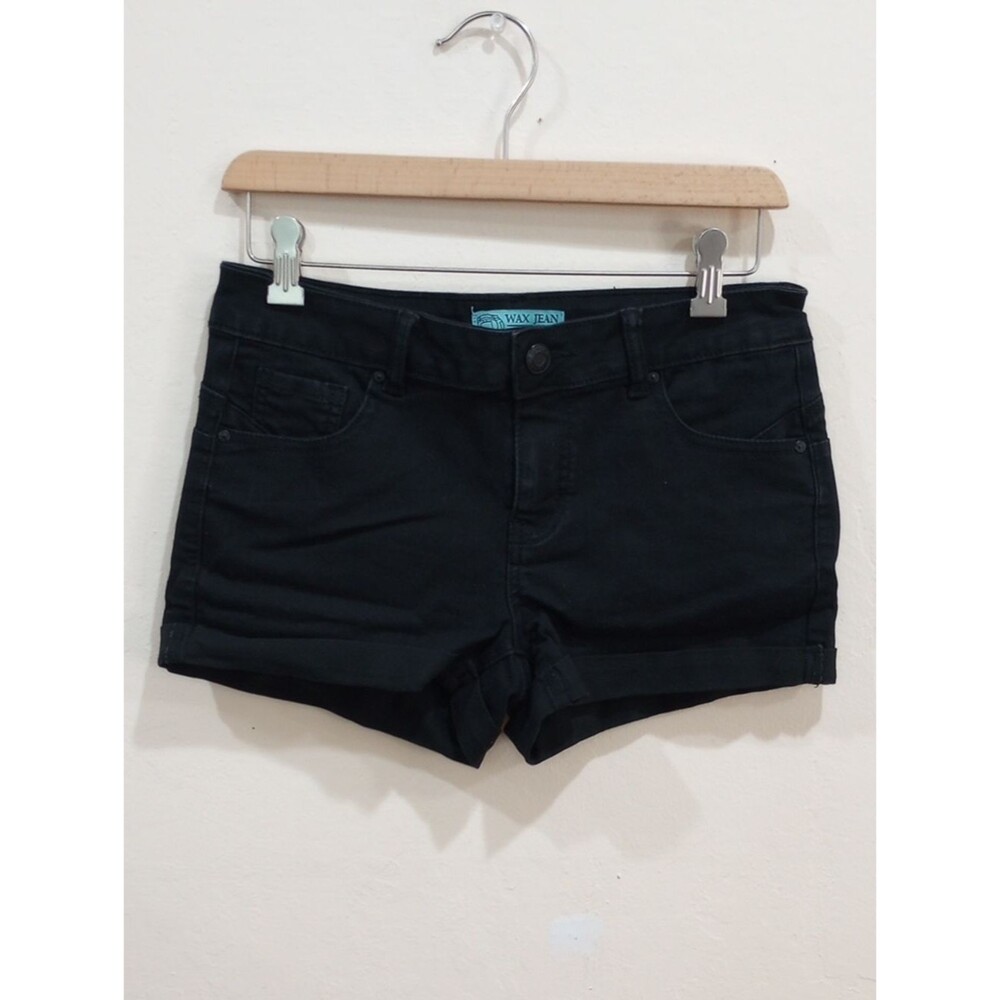 Wax Jean Butt, I Love You! Black Cuffed Denim Shorts, Size M